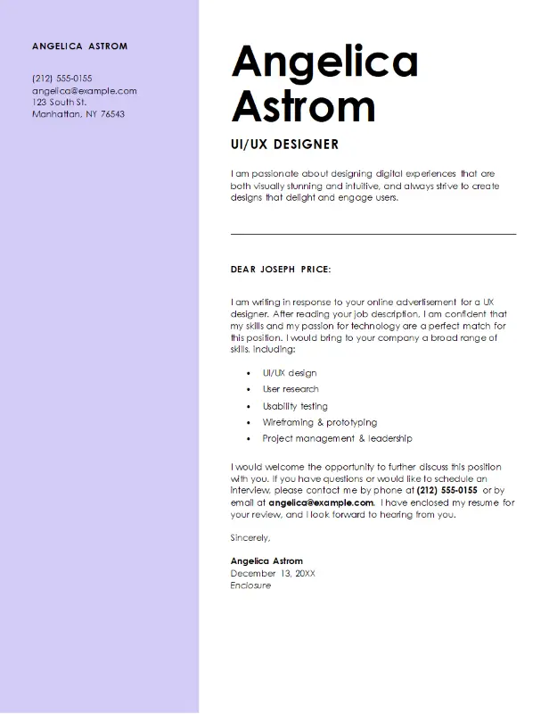 UI/UX Designer ansøgning eksempel