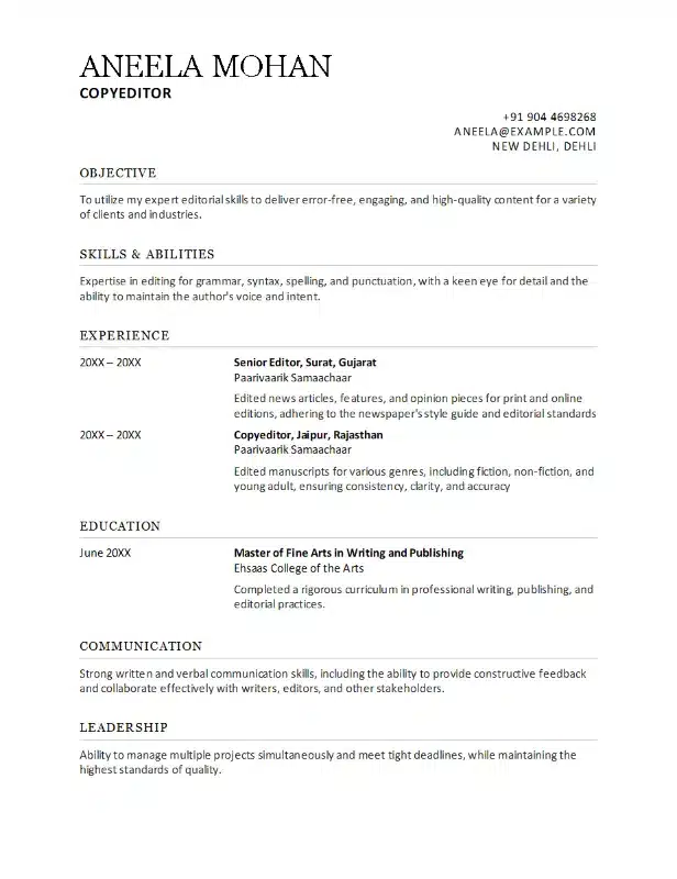 Kronologisk CV skabelon