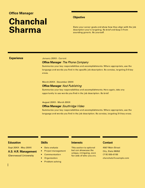 Swiss CV template