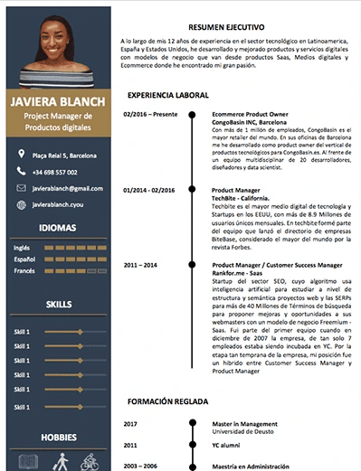 Projektleder blå CV skabelon