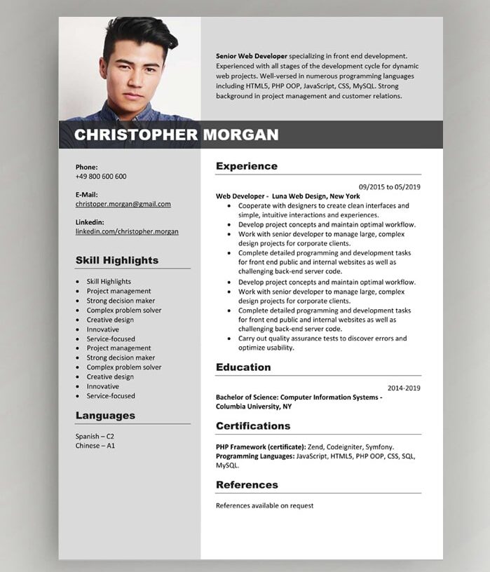 Grafisk fortæller CV skabelon